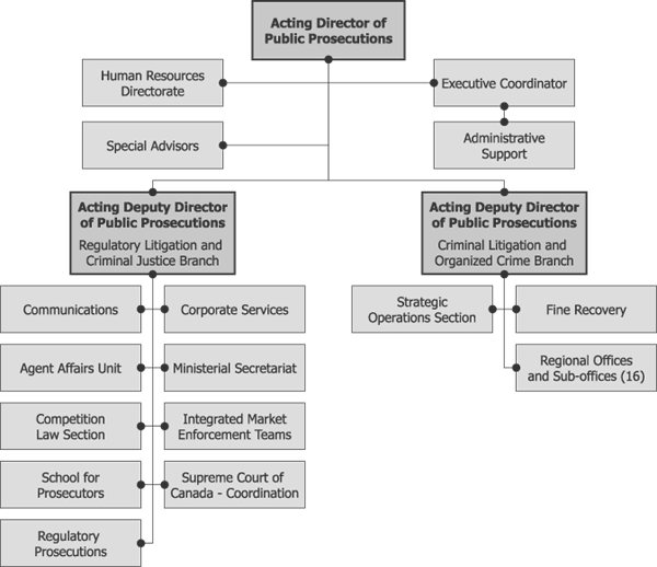 Chart of the PPSC's interim organizational structure