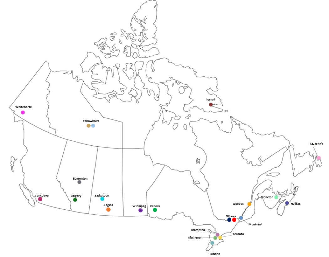 Carte de l’emplacement des bureaux du SPPC